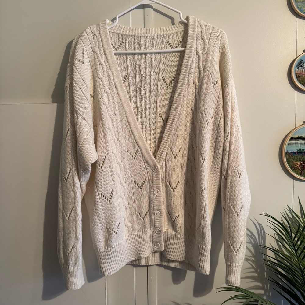 Cream Cable Knit Women's Sweater